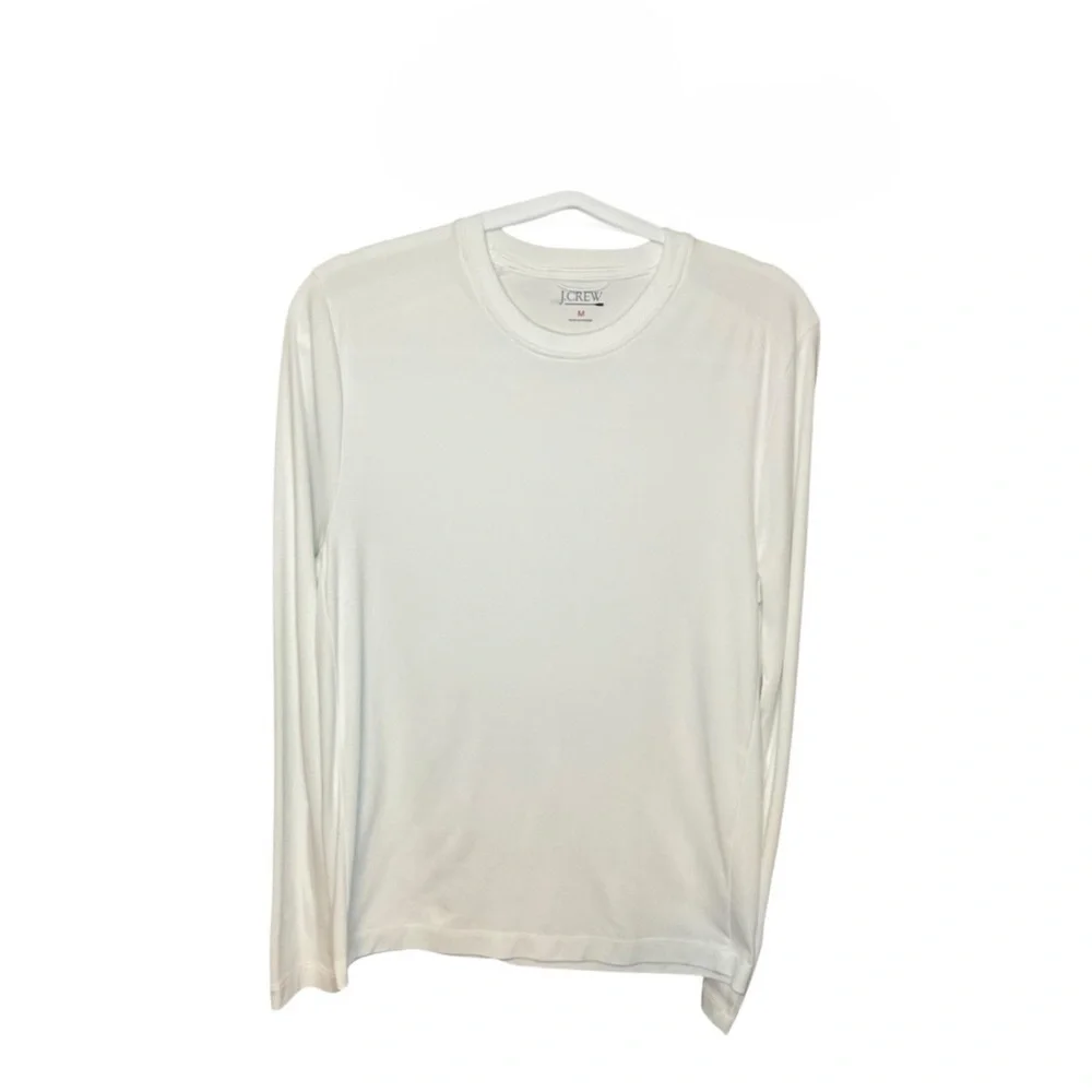 J. Crew Men’s Long Sleeve Performance T Shirt With COOLMAX Size Medium White